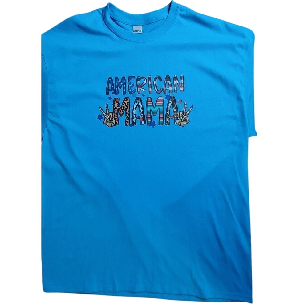 New American Mama Patriotic Graphic T-Shirt Gildan‎ Heavy Cotton XL #10C